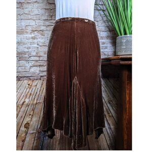 Anthropologie Odille Brown Sparkly Floral Beaded Velvet Asymmetrical Skirt 6